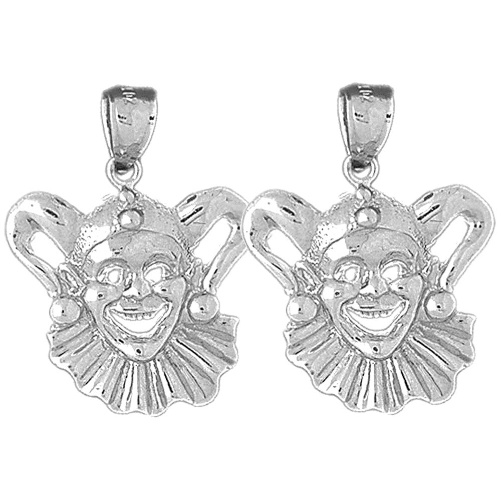 Sterling Silver 30mm Clown, Jester Earrings