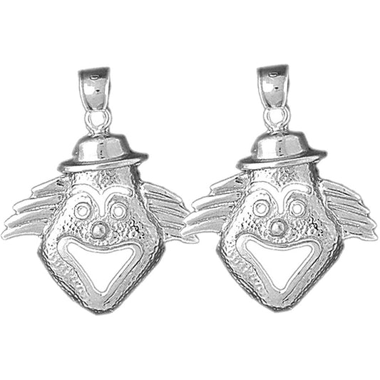 Sterling Silver 29mm Clown Earrings