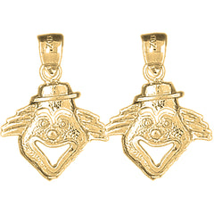 Yellow Gold-plated Silver 23mm Clown Earrings