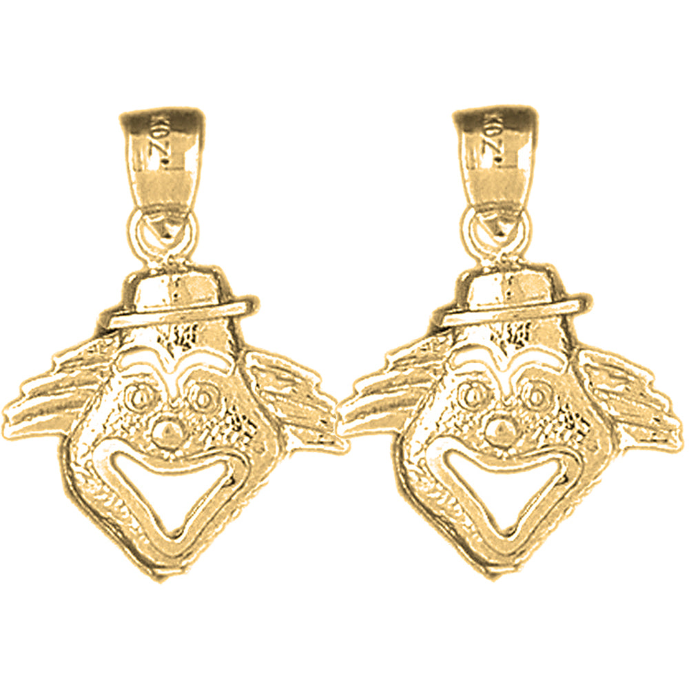 14K or 18K Gold 23mm Clown Earrings