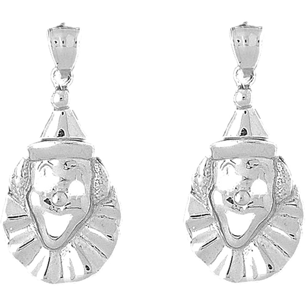 Sterling Silver 38mm Clown Earrings