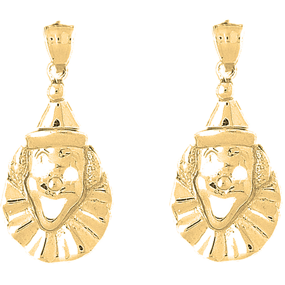 Yellow Gold-plated Silver 38mm Clown Earrings