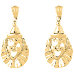 Yellow Gold-plated Silver 38mm Clown Earrings