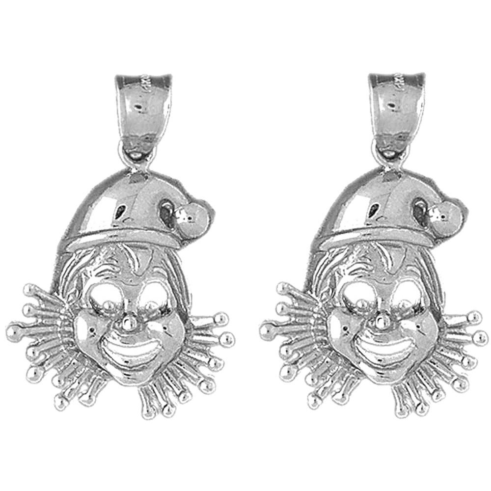 Sterling Silver 32mm Clown Earrings