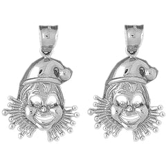 Sterling Silver 32mm Clown Earrings