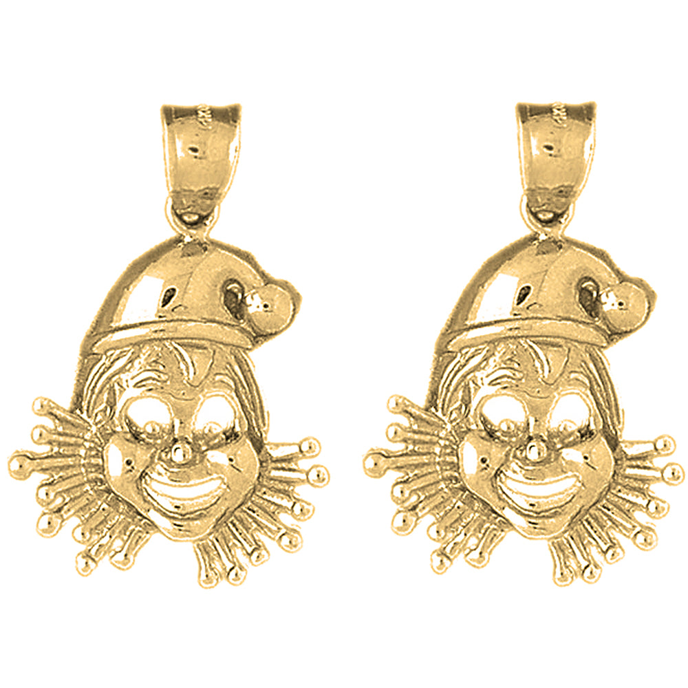 Yellow Gold-plated Silver 32mm Clown Earrings