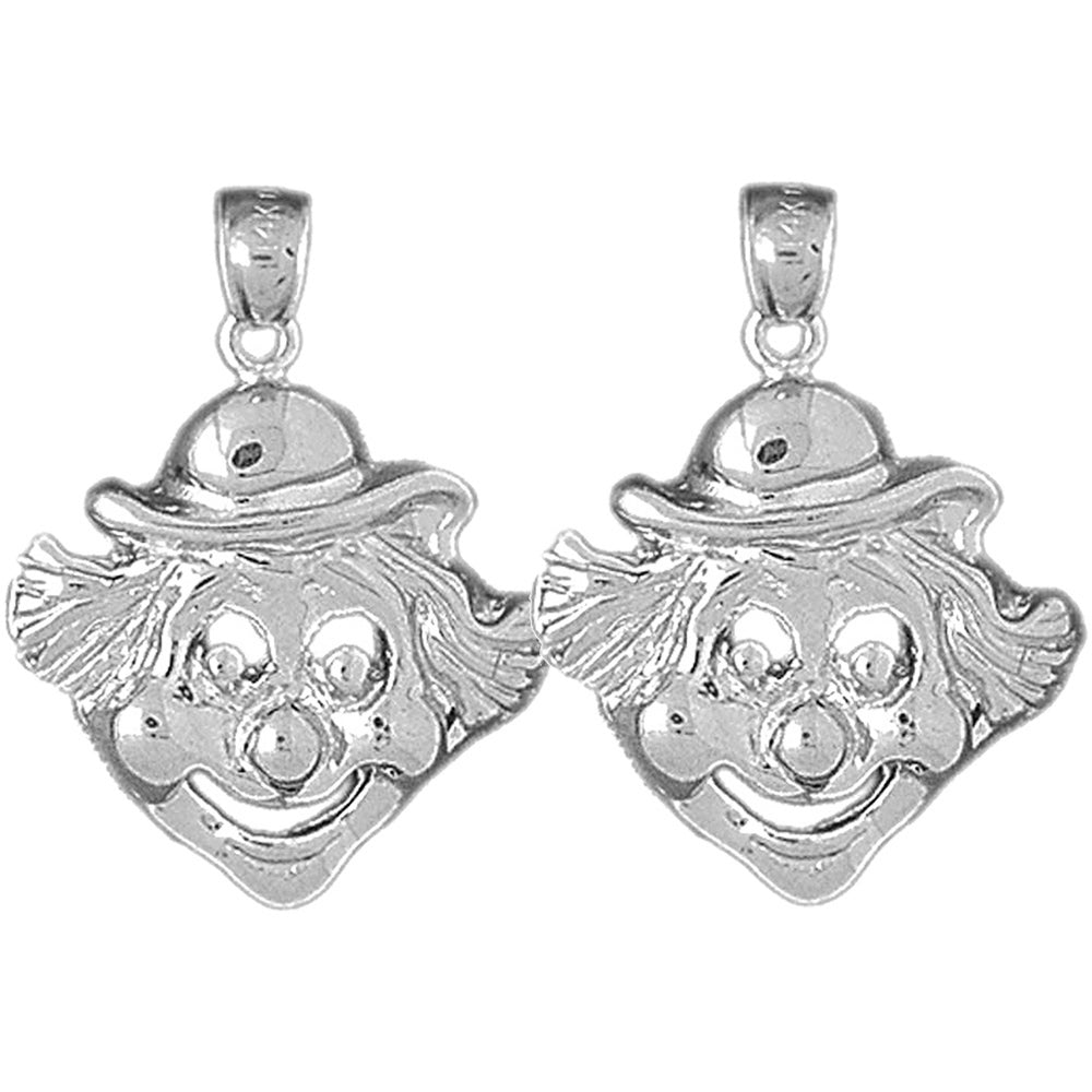 Sterling Silver 29mm Clown Earrings