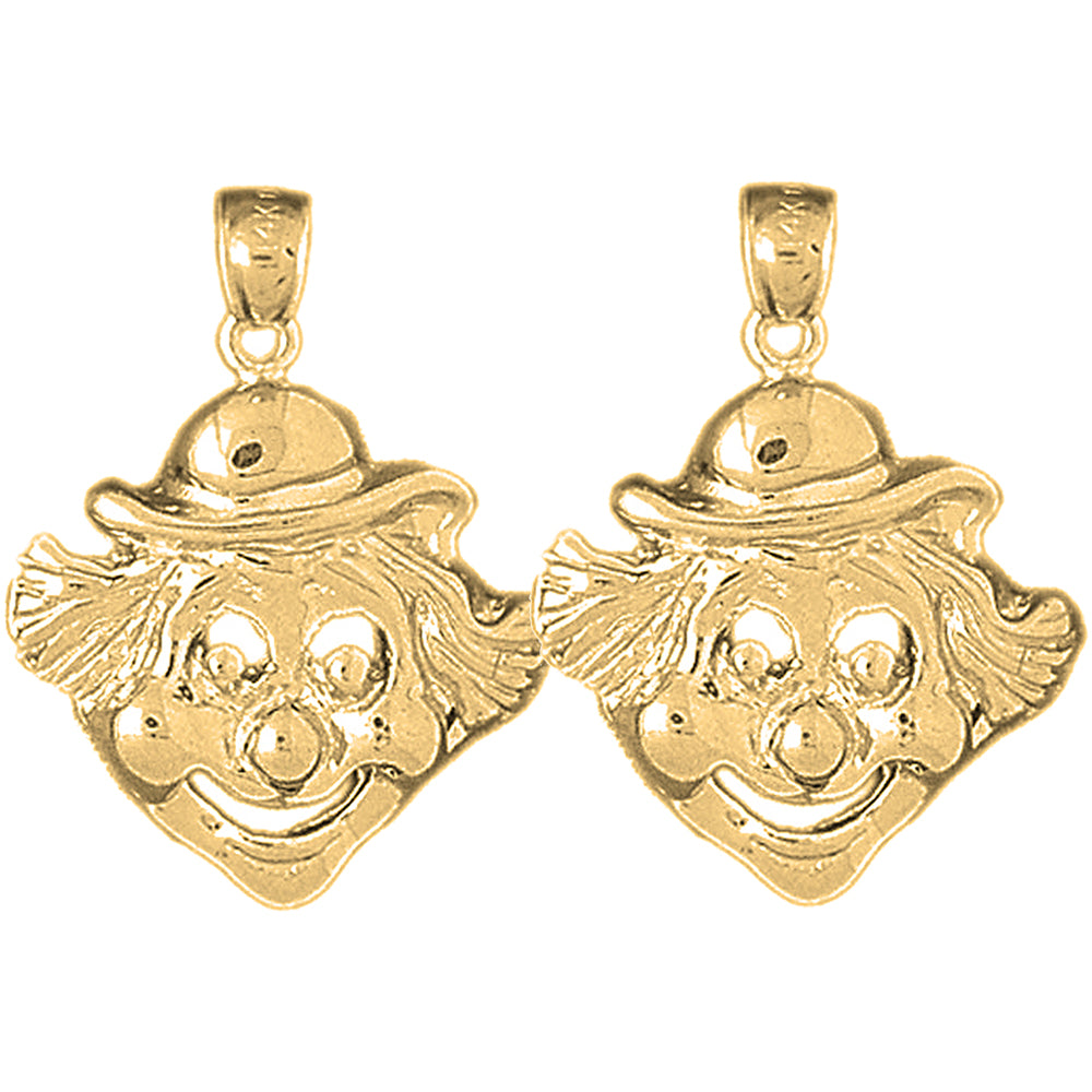 Yellow Gold-plated Silver 29mm Clown Earrings