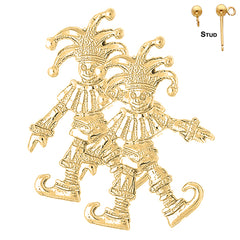 14K or 18K Gold Clown, Jester Earrings