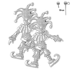 Clown- und Narrenohrringe aus Sterlingsilber, 45 mm (weiß- oder gelbvergoldet)