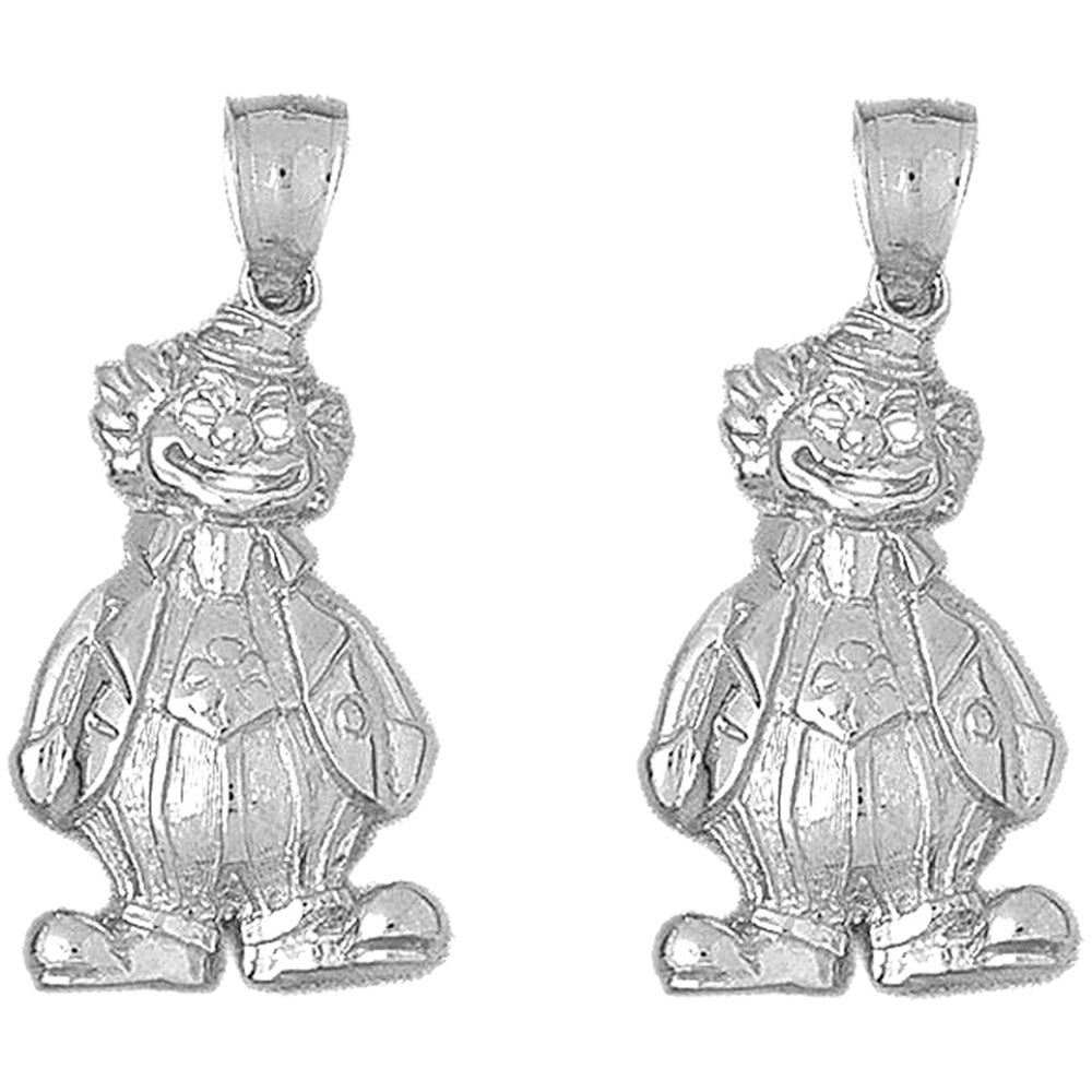 Sterling Silver 37mm Clown Earrings