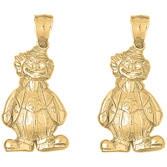 Yellow Gold-plated Silver 37mm Clown Earrings