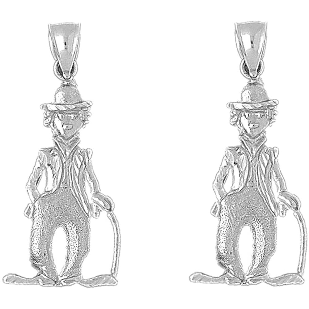 Sterling Silver 41mm Clown Earrings