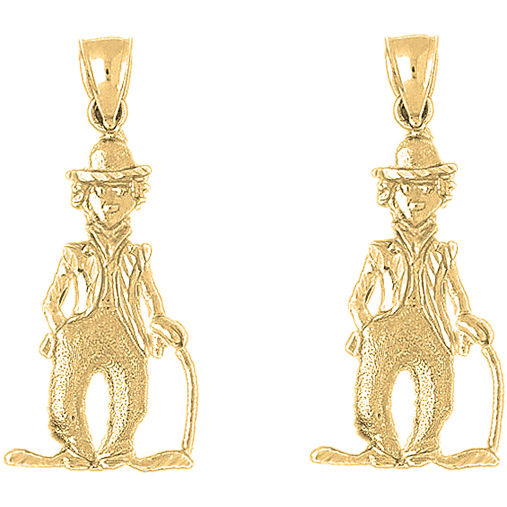 Yellow Gold-plated Silver 41mm Clown Earrings