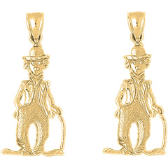 Yellow Gold-plated Silver 41mm Clown Earrings