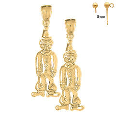 Sterling Silver 44mm Clown Earrings (White or Yellow Gold Plated)