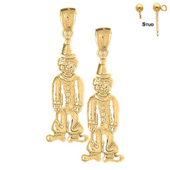 Pendientes de payaso de plata de ley de 44 mm (chapados en oro blanco o amarillo)