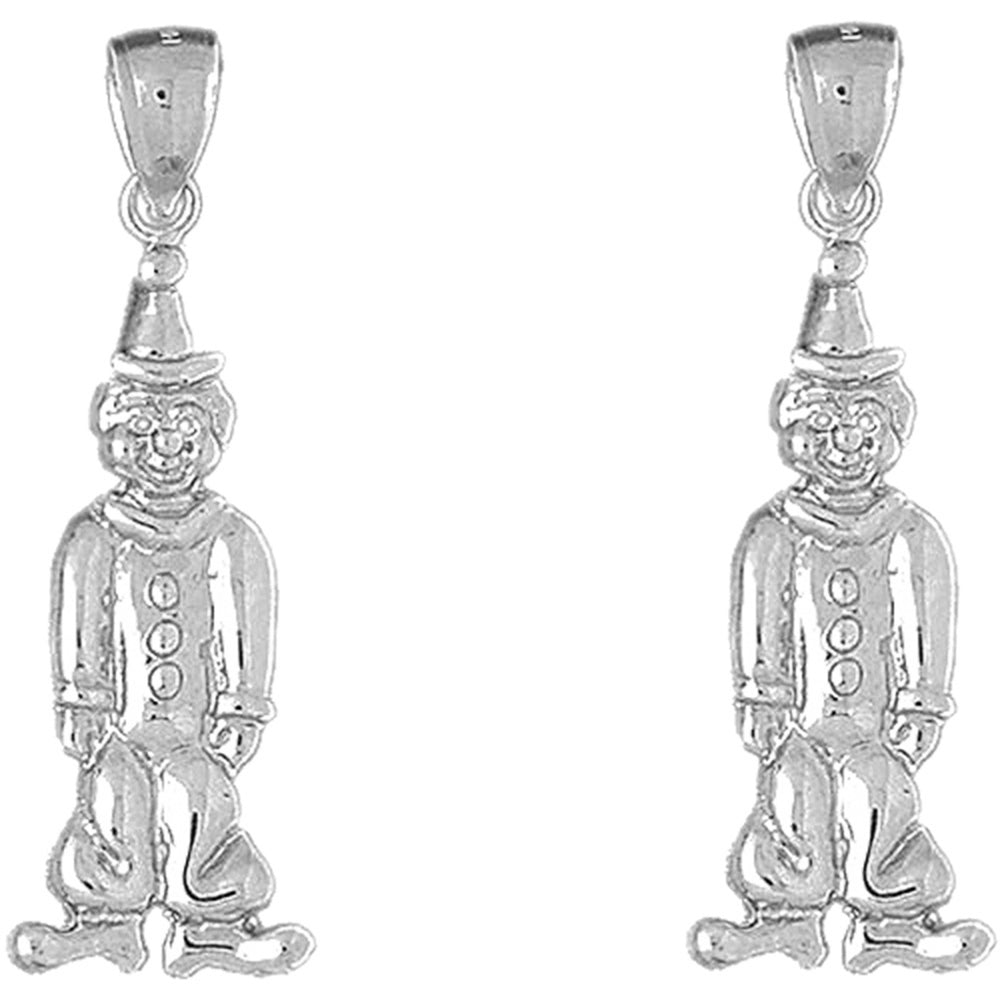 Sterling Silver 44mm Clown Earrings