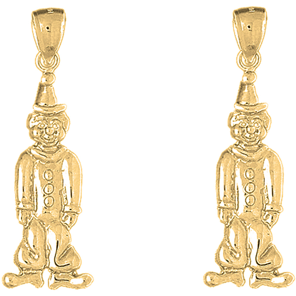 Yellow Gold-plated Silver 44mm Clown Earrings