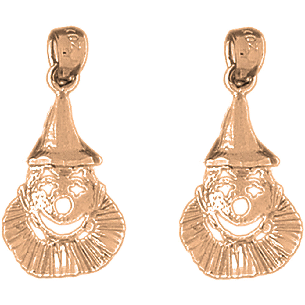 14K or 18K Gold 25mm Clown Earrings