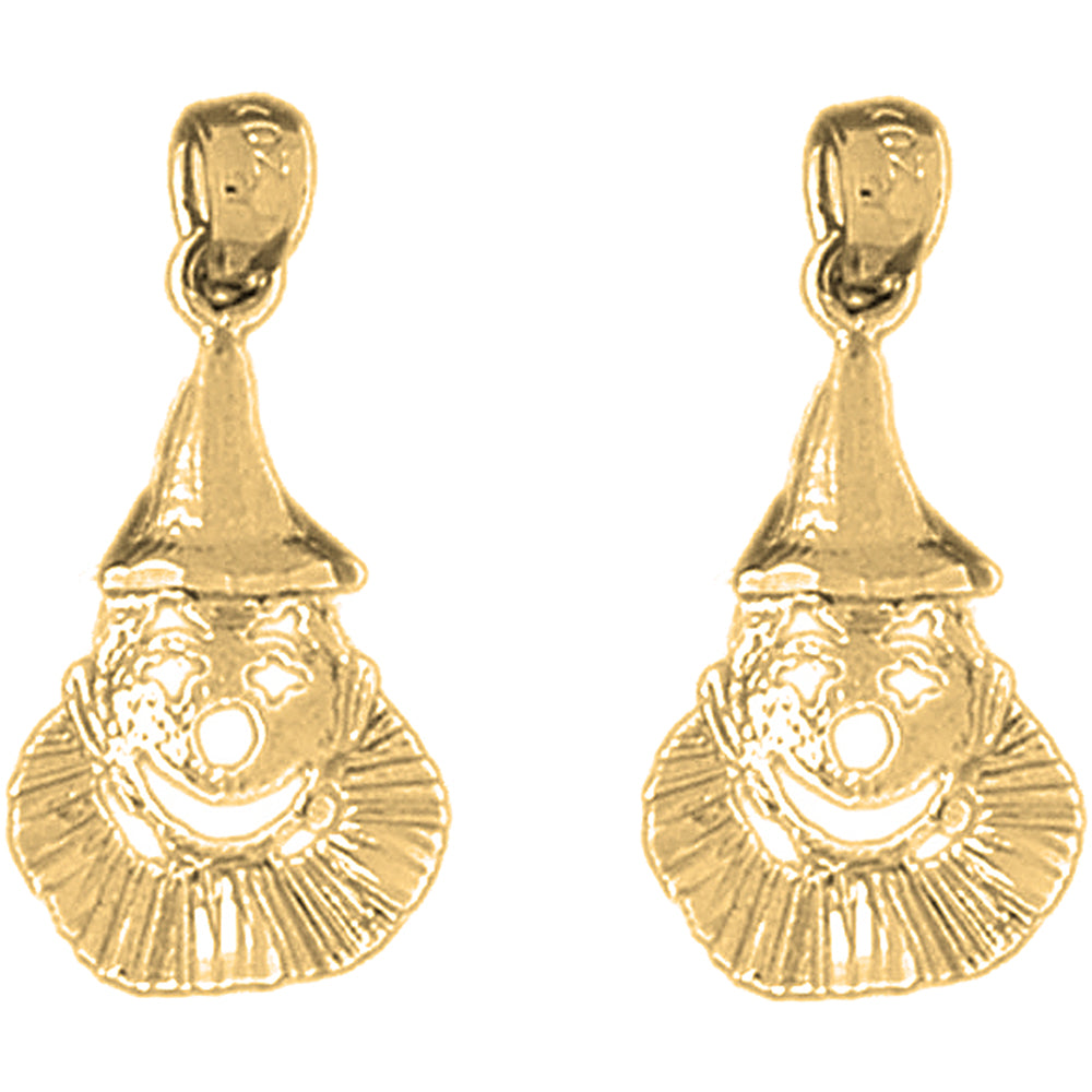 Yellow Gold-plated Silver 25mm Clown Earrings