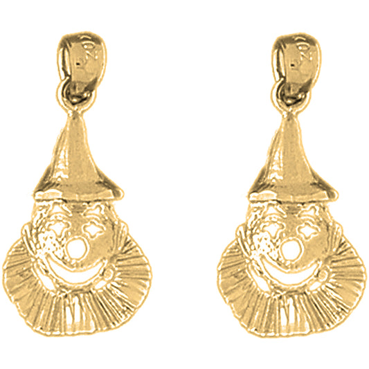 Yellow Gold-plated Silver 25mm Clown Earrings