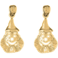 Yellow Gold-plated Silver 25mm Clown Earrings