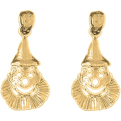 14K or 18K Gold 25mm Clown Earrings