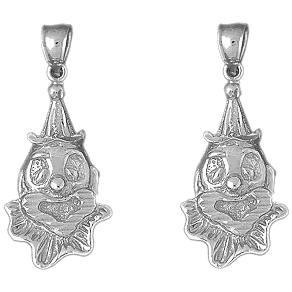 Sterling Silver 32mm Clown Earrings