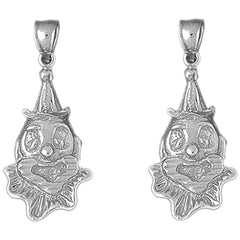 Sterling Silver 32mm Clown Earrings