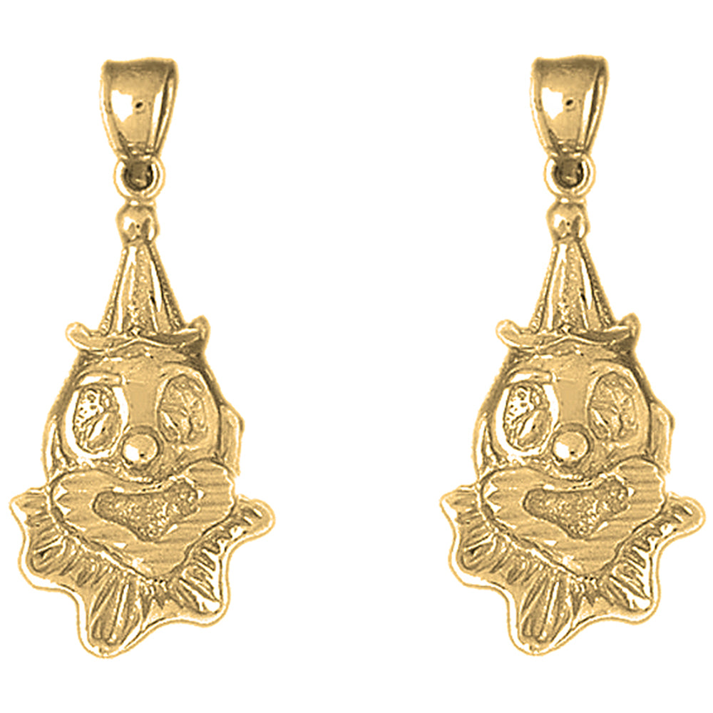Yellow Gold-plated Silver 32mm Clown Earrings