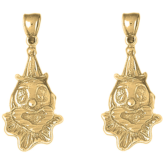 Yellow Gold-plated Silver 32mm Clown Earrings