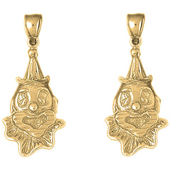 Yellow Gold-plated Silver 32mm Clown Earrings