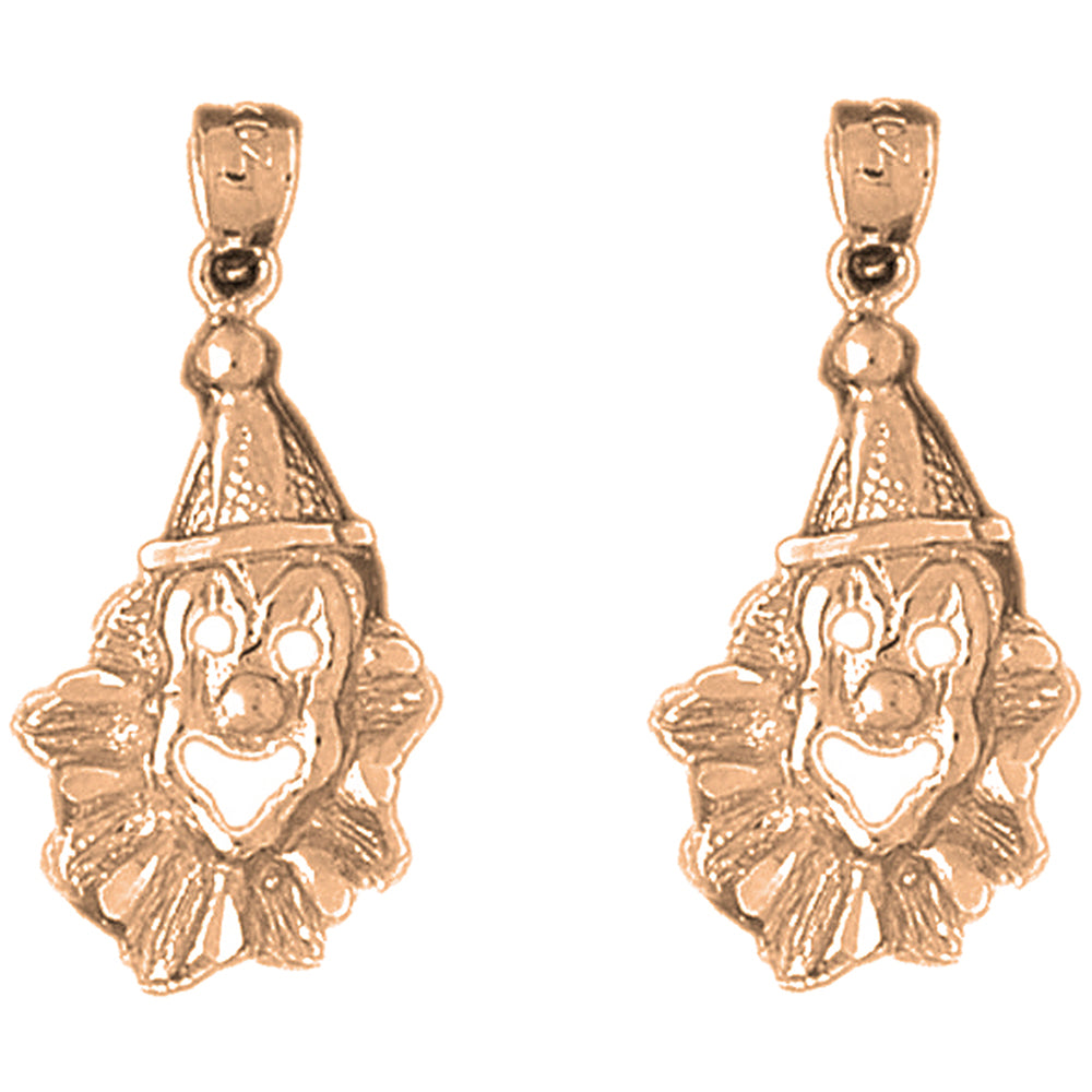 14K or 18K Gold 28mm Clown Earrings