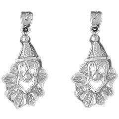 Sterling Silver 28mm Clown Earrings