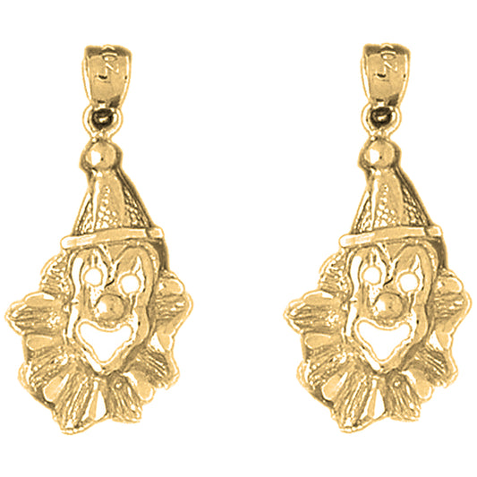 Yellow Gold-plated Silver 28mm Clown Earrings