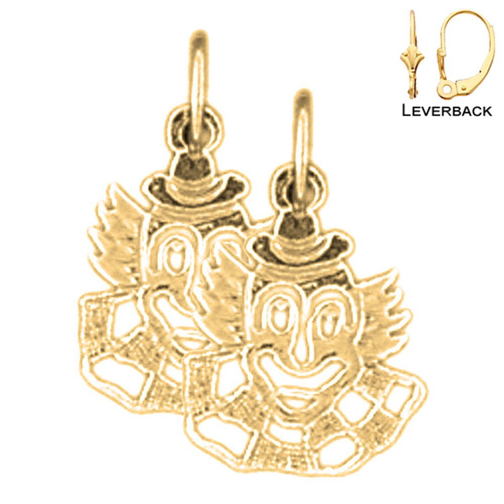 14K or 18K Gold Clown Earrings