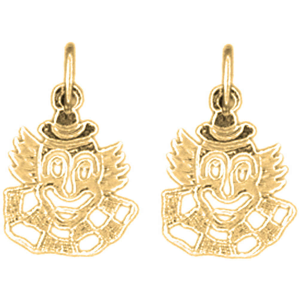 Yellow Gold-plated Silver 16mm Clown Earrings