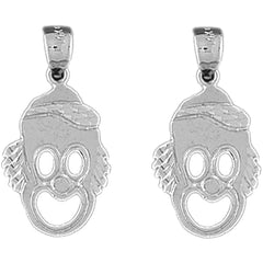 Sterling Silver 27mm Clown Earrings