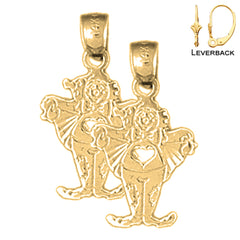 Sterling Silver 22mm Clown Earrings (White or Yellow Gold Plated)