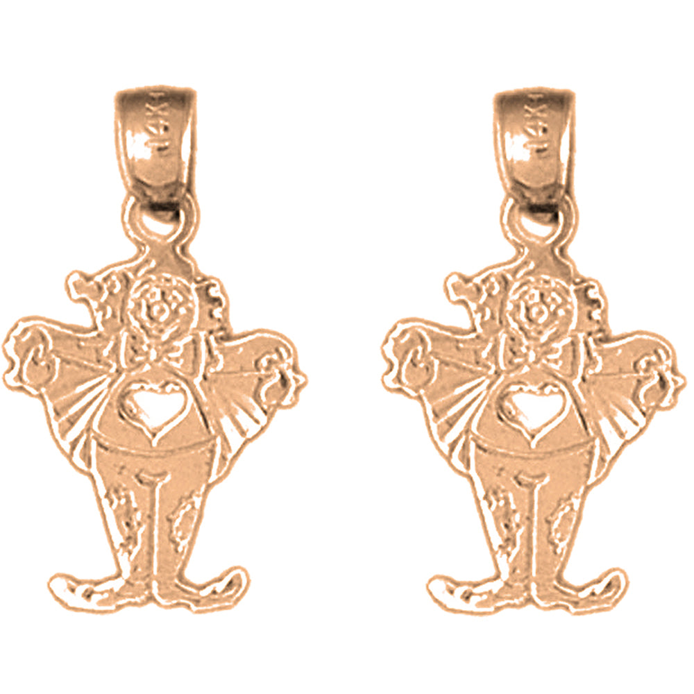 14K or 18K Gold 22mm Clown Earrings