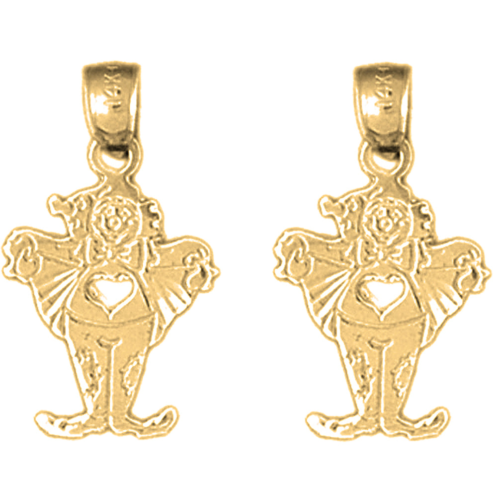 14K or 18K Gold 22mm Clown Earrings