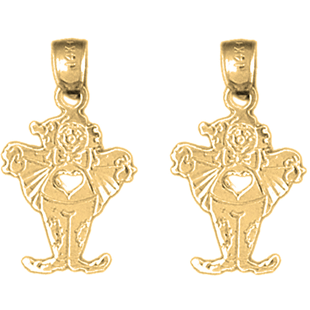 Yellow Gold-plated Silver 22mm Clown Earrings