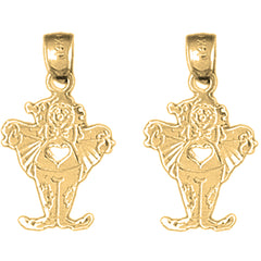 Yellow Gold-plated Silver 22mm Clown Earrings