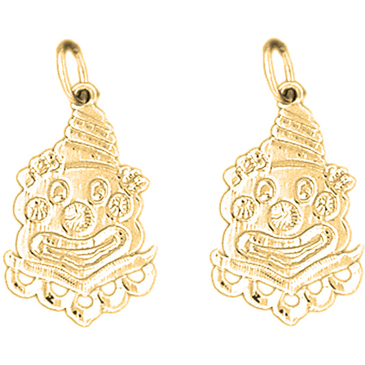 Yellow Gold-plated Silver 22mm Clown Earrings