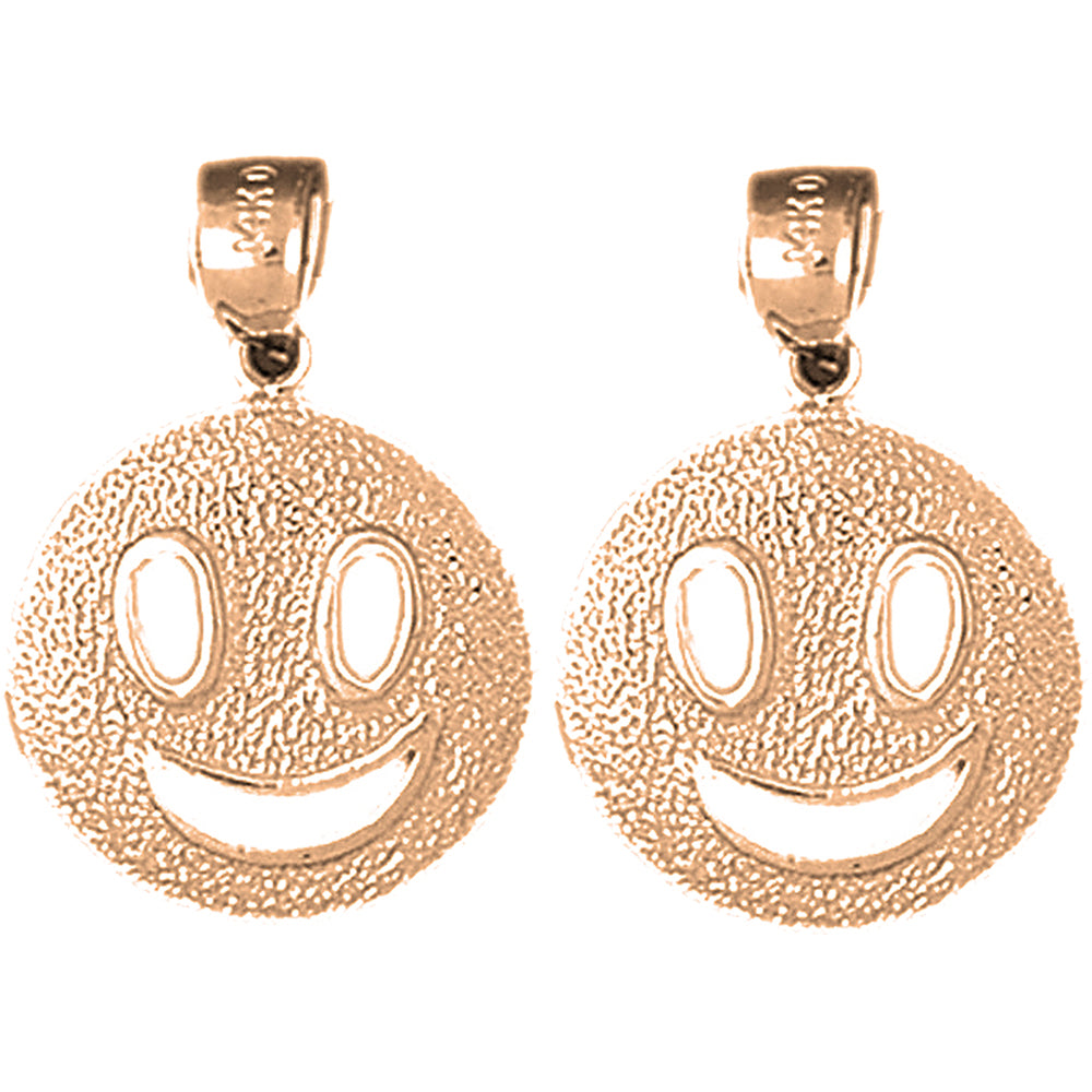 14K or 18K Gold 23mm Happy Face Earrings