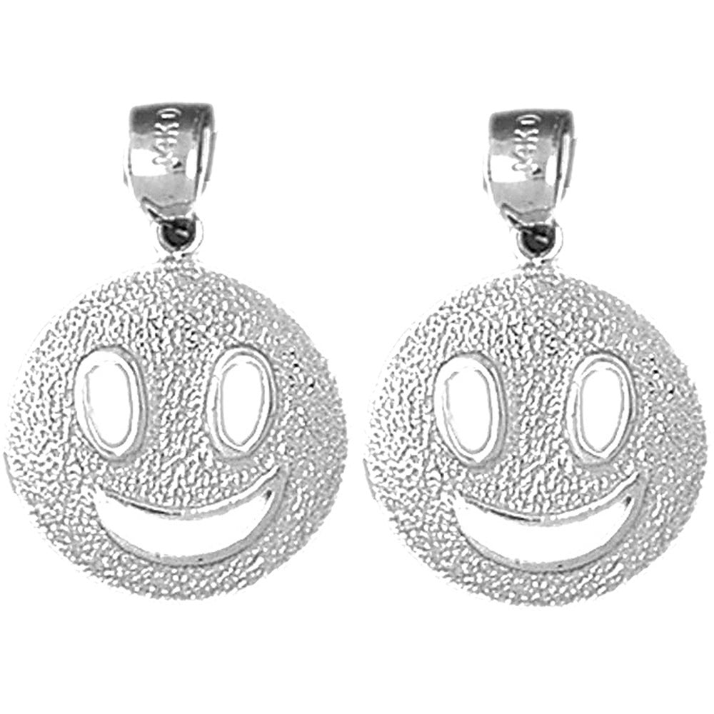 14K or 18K Gold 23mm Happy Face Earrings