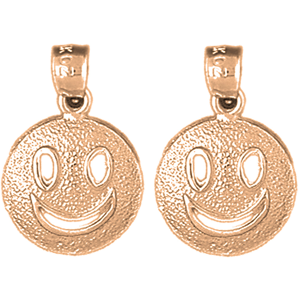 14K or 18K Gold 19mm Happy Face Earrings