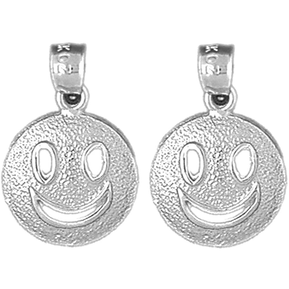 Sterling Silver 19mm Happy Face Earrings