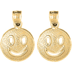 Yellow Gold-plated Silver 19mm Happy Face Earrings